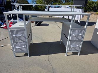 White Desk With Storage