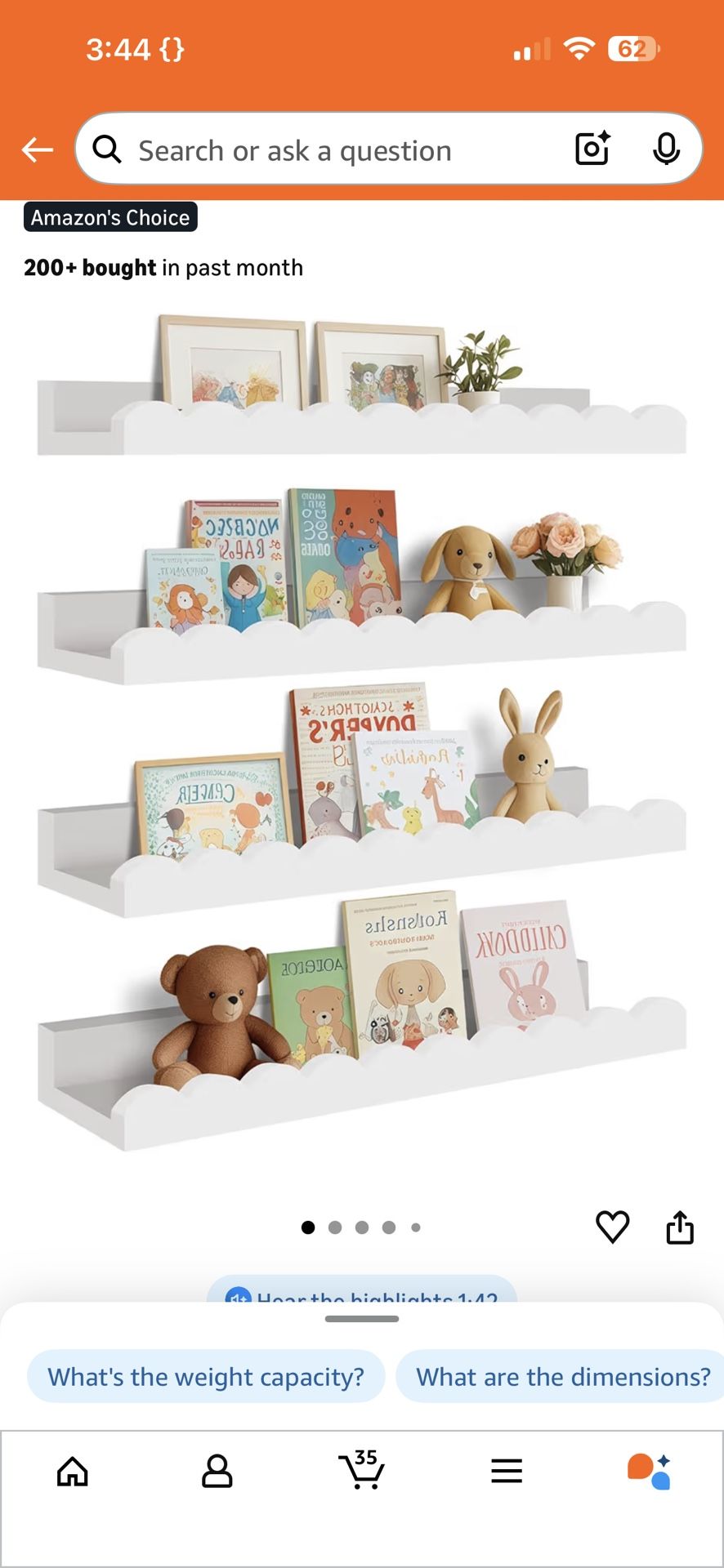 4 Count Floating Wall Shelves