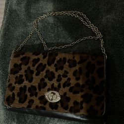 Cheetah Print Bag With Chain