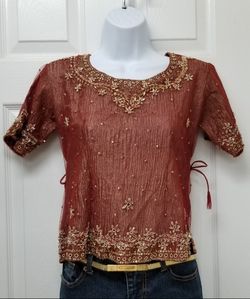 Burgundy Beaded Top S