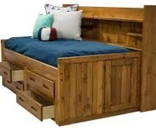 Full Size Bed frame With Bookcase And storage