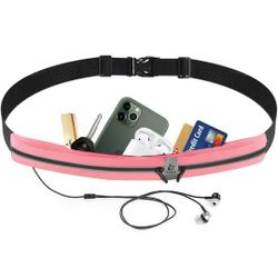 Running Belt,Fabric Stretches Fressly Waist Pack,Adjustable Straps Waist Bag,Slim Fitness Waist Pouch with 2 Pockets for Phone,Money,Keys etc.

