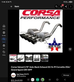 Corvette c7 z06 corsa exhaust