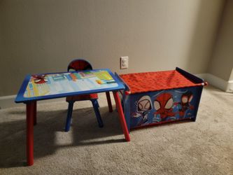 Kid's Table Set and Storage Bin (Spider-Man Theme)