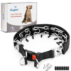 Supet Dog Prong Collar, Dog Choke Collar Adjustable Dog Pinch Collar with Quick Release Buckle/Nylon Cover for Small Medium Large Dogs. Size XL. Color