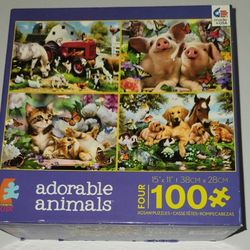 Adorable Animals (4) 100 Piece Jigsaw Puzzles