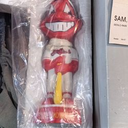 Cleveland Indians mascot, Chief Wahoo,  ceramic, limited edition, never to be made again, model 98-G7 bobblehead