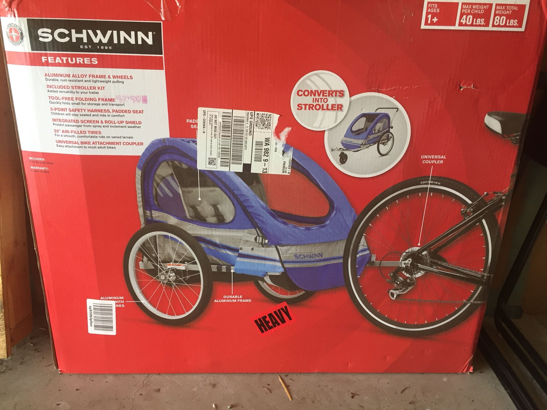 Pacific Cycle Schwinn Trailblazer Double Bicycle Trailer, New Never Opened