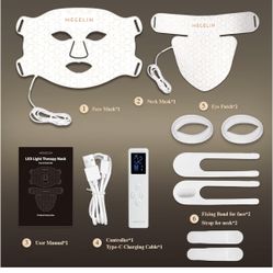 MEGELIN Led Red Light Therapy Face & Neck Mask, 7 Colors Led Light Therapy Facial Mask, Infrared Red Light Therapy Mask, Infrared Light Skin Rejuvenat