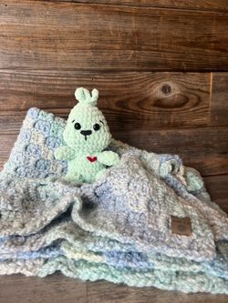 BUNDLE Crochet Baby Blanket with Mini Grouchy