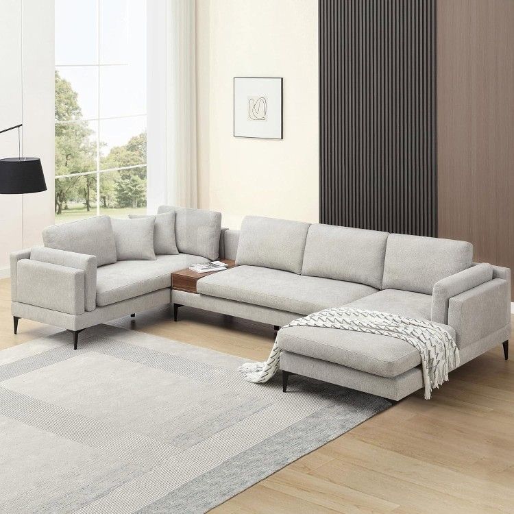 Large U Shaped Sectional Sofa And Loveseat Set