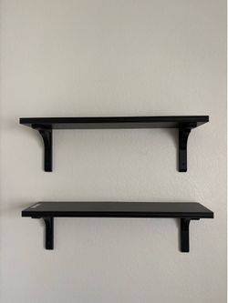 2 Black ikea shelves with 4 ramshult brackets