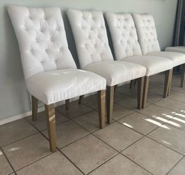 Restoration Hardware Marine Tufted Fabric Dining Side Chairs