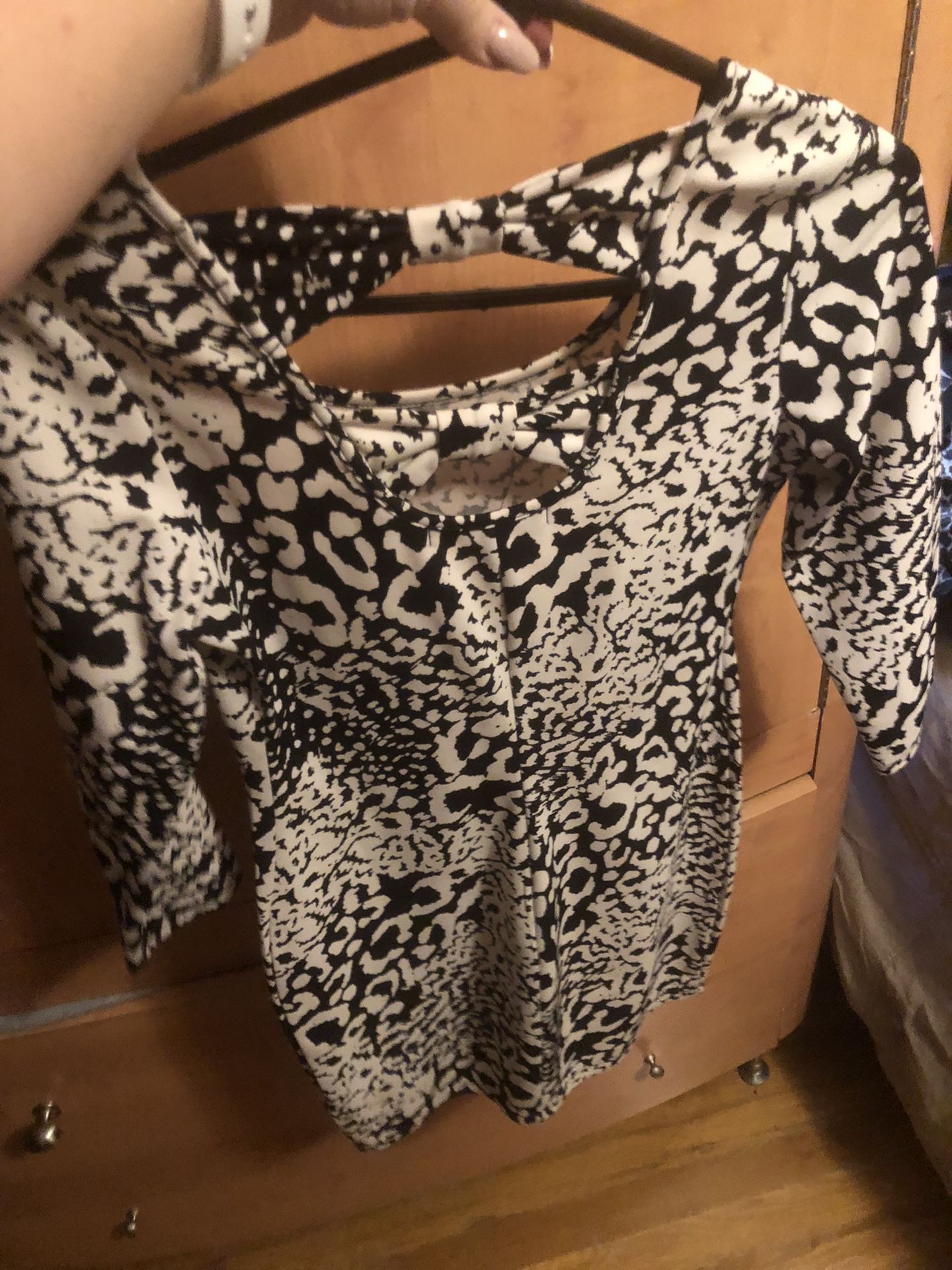 White And Black Print Dress