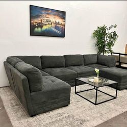 CHARCOAL SPACIOUS BRAND NEW SECTIONAL SAME DAY DELIVERY 