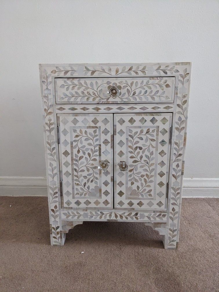 Bone Inlay Bedside Table