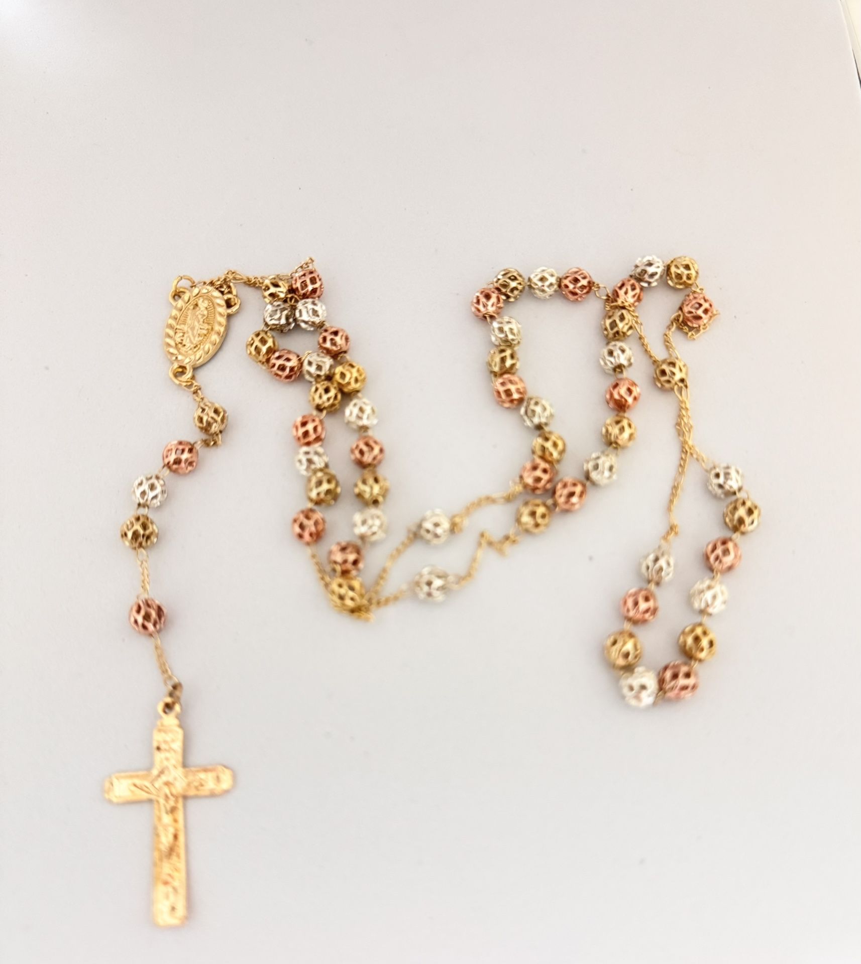 Rosary Necklace 14K Gold Plated. New