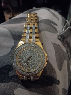 Bulova Gold-Tone Crystal Pave Watch