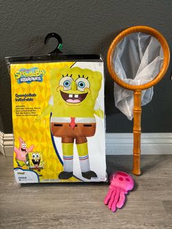 Halloween Costume Kids Inflatable SpongeBob Size L/XL 12-16 with Accessories