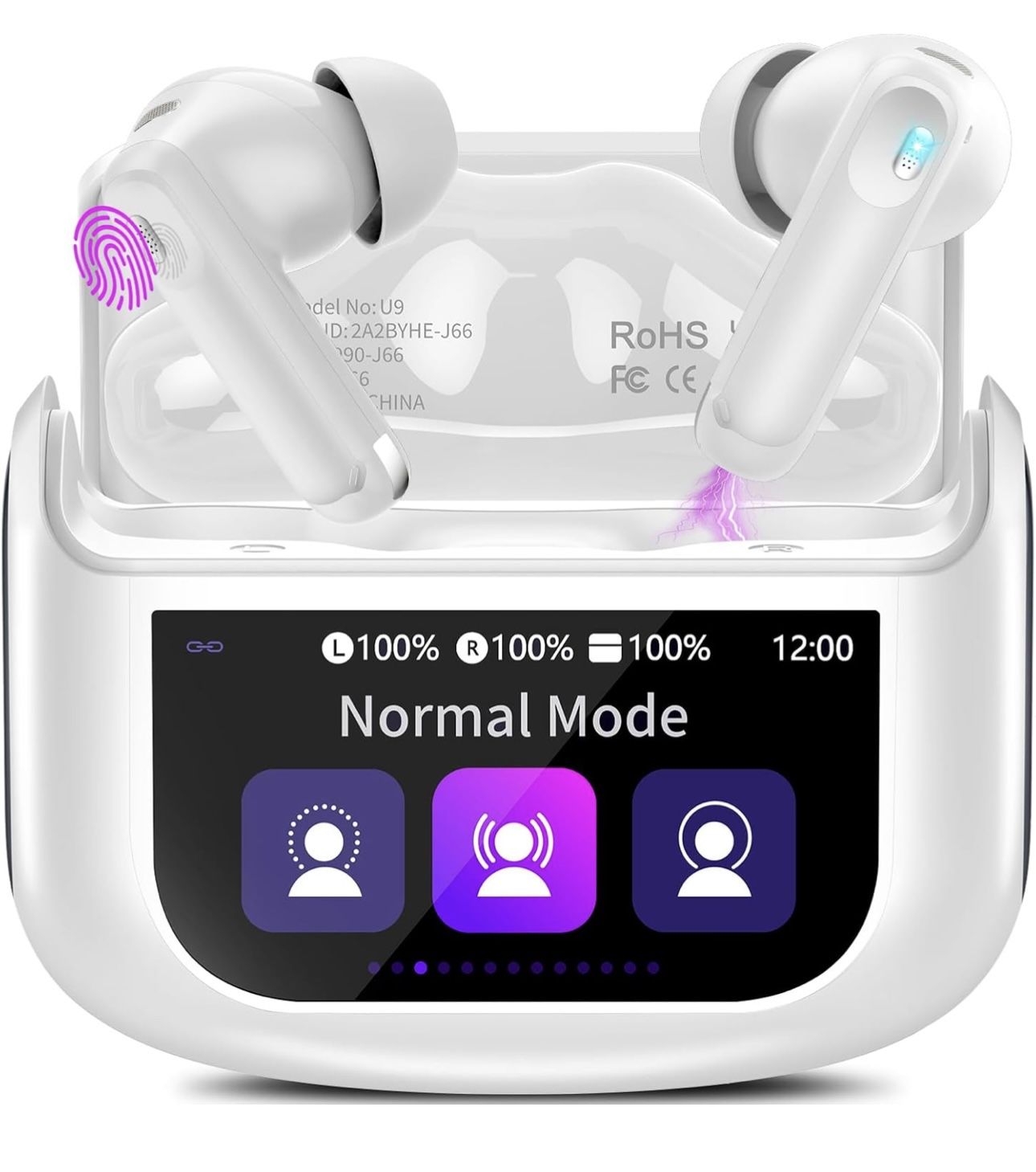 Wireless Earbuds, Bluetooth 5.4 Headphones with Multifunctional Touch Screen, 48H Bass Stereo Ear buds with ANC/ENC Noise Cancelling/Transparency mode