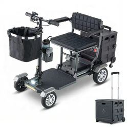 Folding Mobility Scooter for Adults, Portable Electric Travel Scooter with 350W Brushless Motor, Front Basket,3 Speed Modes