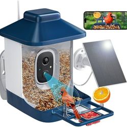 Bird Feeder with Camera, 1 Year Free AI Bird Feeders for Outdoors, Solar Powered, 2.4Ghz WiFi, Full HD Live Video, Nstant Arrival Alerts - Best Gifts 