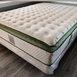 Queen Organic Elite Superior Hybrid Cool Gel Memory Foam Pillow Top 14inch Mattress!!