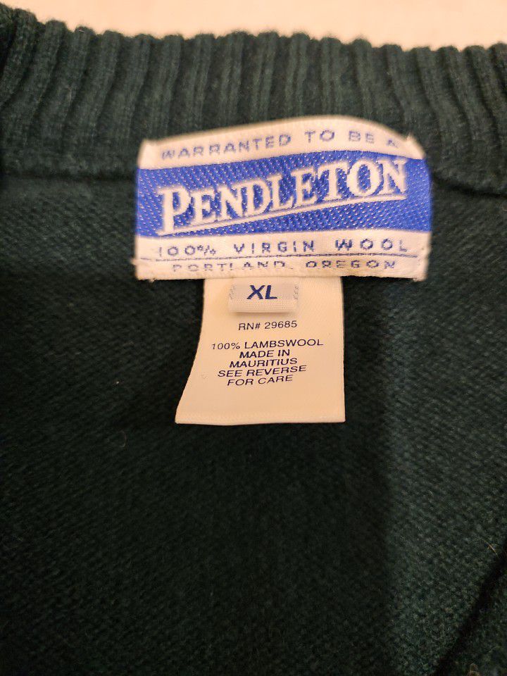 Pendelton Women's XL Petite Crop Forest Green Wool Cardigan 