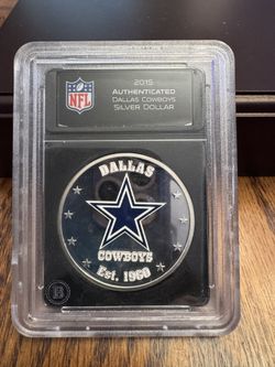 DALLAS COWBOYS, 2015, Figi, NFL Authenticated, Silver Dollar, $1. Coin