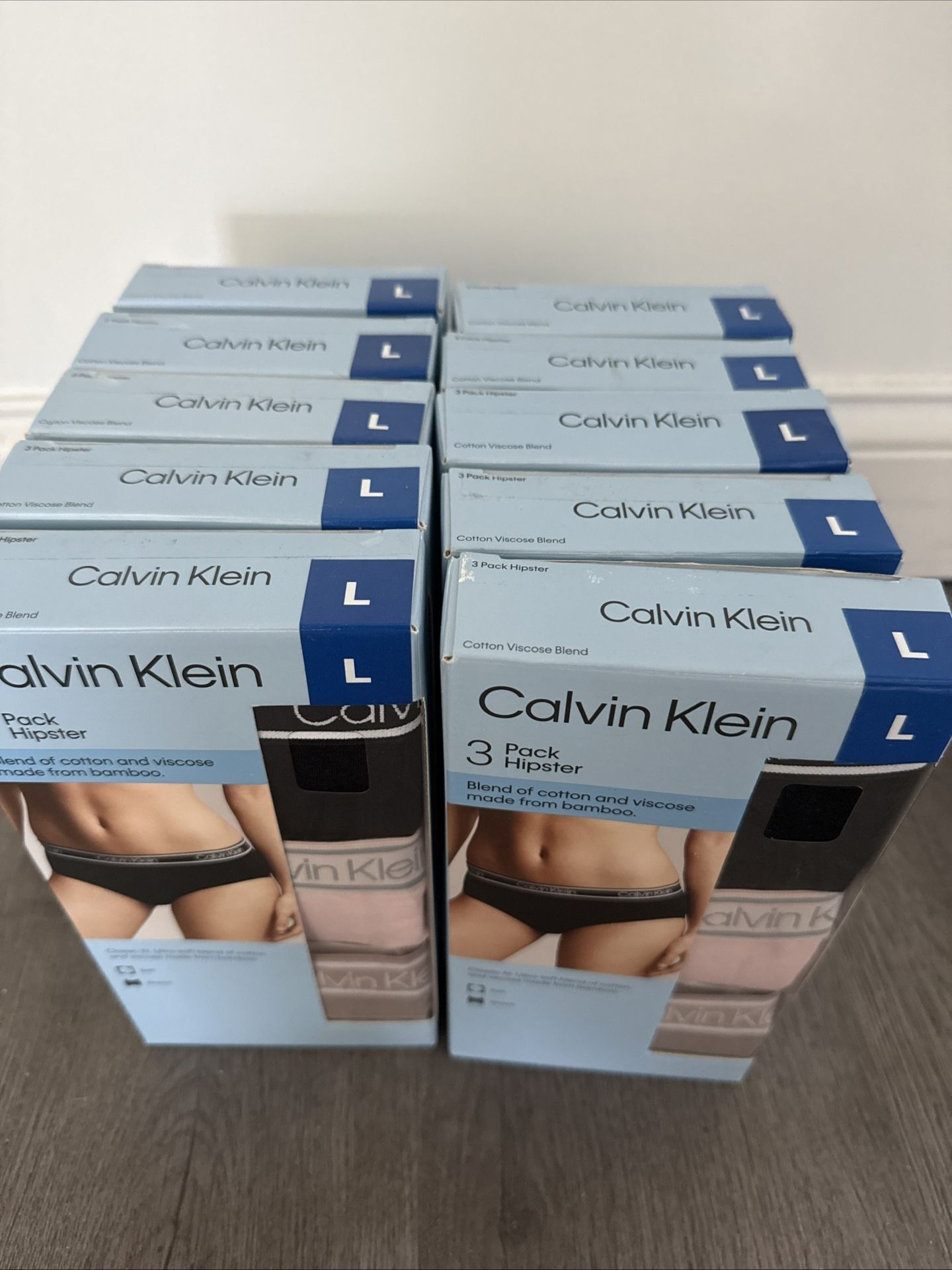 10 Sets!NEW Women's Calvin Klein 3Pack Hipster Underwear Ultra-Soft Cotton Large