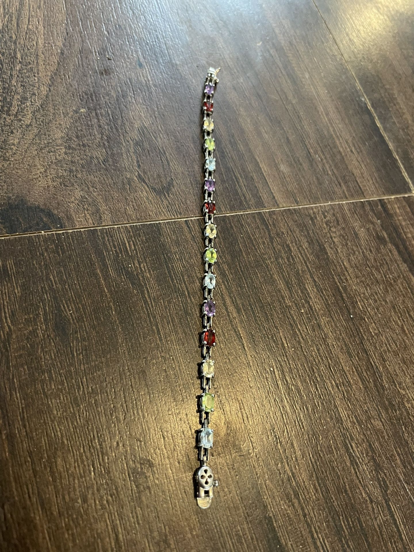 925 Sterling Silver Amethyst Crystal Bracelet