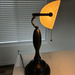 Banker’s Desk Brass & Glass Lamp