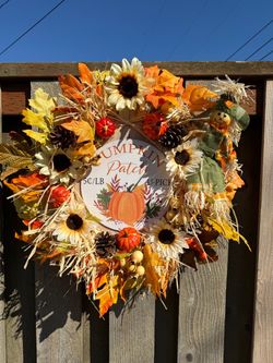 Nice Handmade Fall Wreath 20 inches with added decor. See Description and my other items for sale.