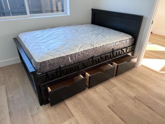 New Full Bed With Mattress And Drawers