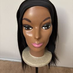 Long Human Hair Wig With Attached Headband