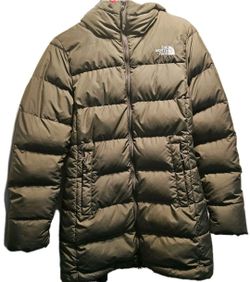 The North Face Women's Medium Gotham 550 Hooded Parka Puffer Jacket Coat Taupe Green
