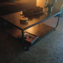 Coffee Table/Two Seat Chocolate Brown Sofa