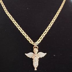 Gold Filled Mariner Chain With Angel Pendant