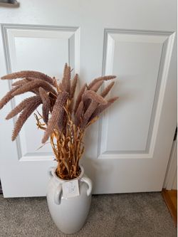 New, ceramic vase with a label and decor, height 35