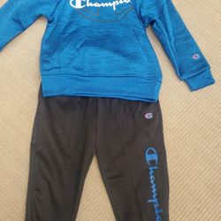 Champion Boys' Heavyweight Active Set Bozetto Blue/Black 4/5  Jogger