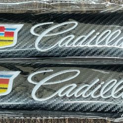 Each Pair Cadillac Embroidery On Fiber Carbon Seatbelt Covers