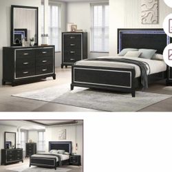 4- Pc Bedroom set Dresser,Mirror  Nightstand (1) Queen size bed frame  Not including Mattress and Box Sp
