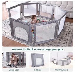 Foldable Baby Playpen, Adjustable Shape & Area