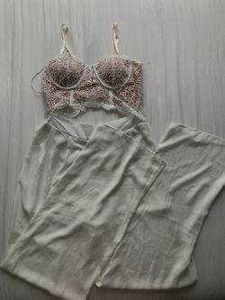 White Lace Bustier Top & Wide Leg Pants