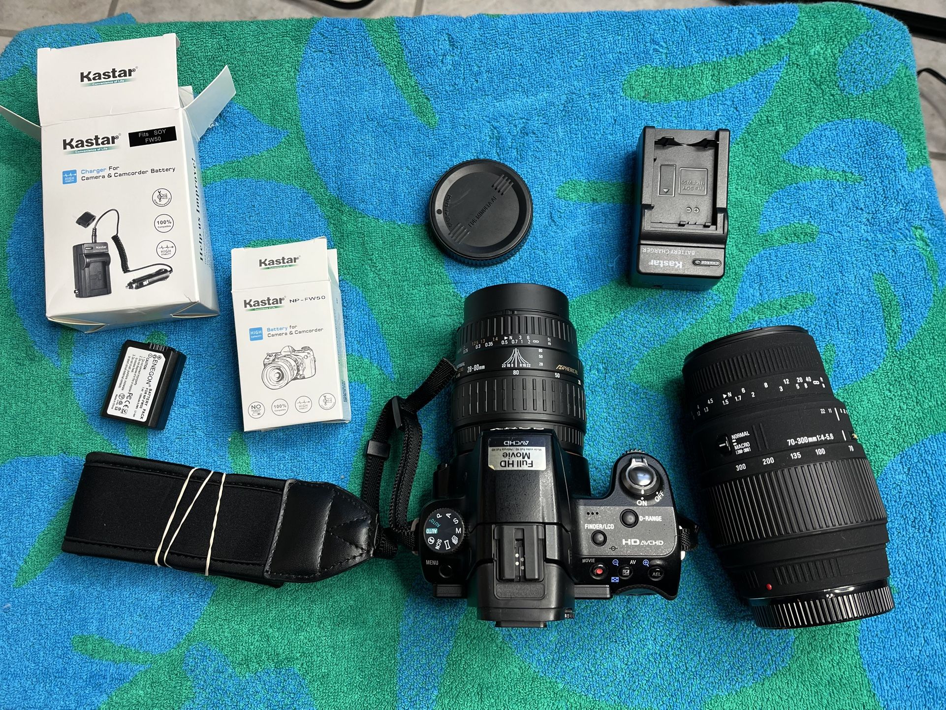 Sony  A55 Digital Camera SLT-A55V With Two Lenses Charger And Two Batteries.