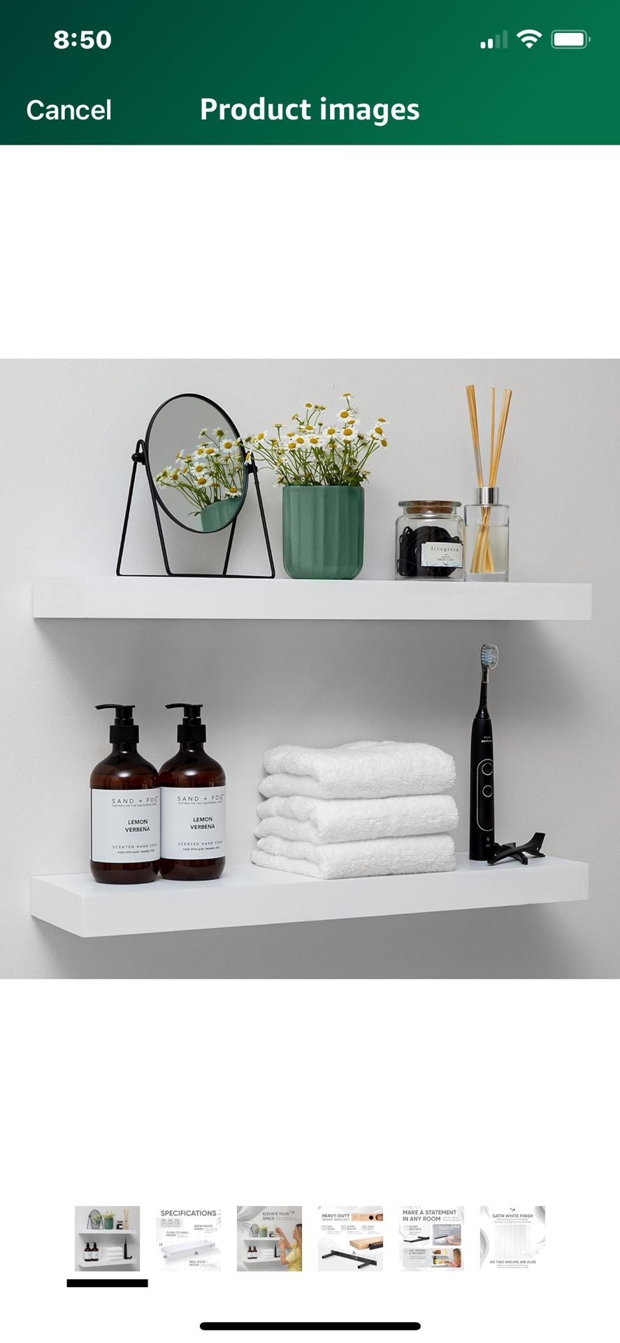 White Solid Wood Floating Shelves 24 X 6.5