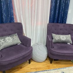2 Purple Armchairs $385