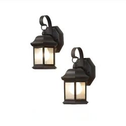Hampton Bay

10.5 in. 1-Light Bronze Outdoor Wall Light Fixture with Seeded Glass (2-Pack)

