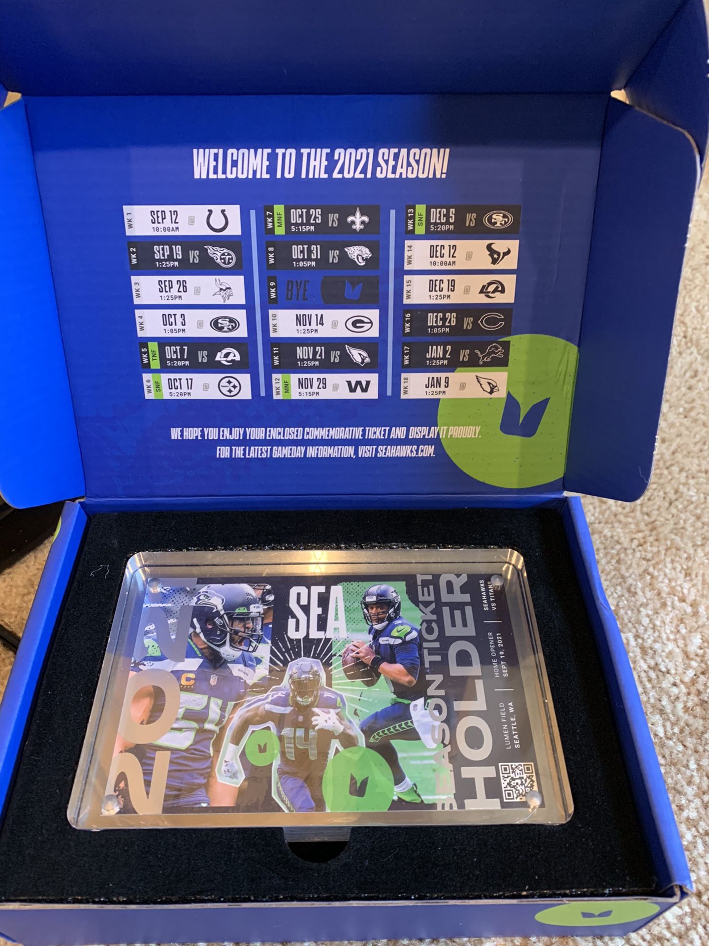 Seattle Seahawks 2021 Commemorative Ticket Display