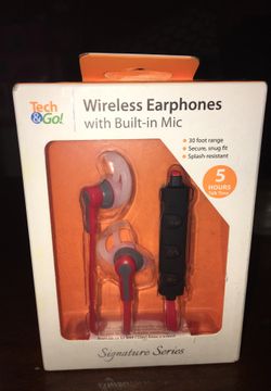 Tech & go wireless earphones with microphone